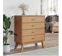 Commode en bois de pin - vidaXL - 76,5x39x90 cm - Marron - Bois de pin massif - 4 tiroirs - Style scandinave