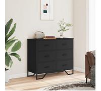Commode en bois d'ingénierie - vidaXL - Noir - 91x35,5x74,5 cm - 6 tiroirs - Capacité totale 60 kg - Polyvalente