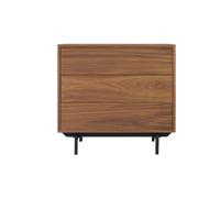 Commode en bois foncé noyer et métal noir 3 tiroirs l81 cm manny