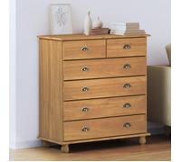 Commode en bois massif - VIDAXL - 91x40x95.5 cm - Marron - Bois chêne massif - Finition mate - 6 tiroirs