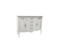 Commode en bois sapin blanc avec 6 tiroirs et 2 portes - Largeur 118 x Hauteur 90 x Profondeur 45cm --