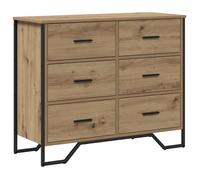 Commode en chêne artisanal - vidaXL - 91x35.5x74.5 cm - Bois d'ingénierie - Marron - Finition mate - Assemblage requis