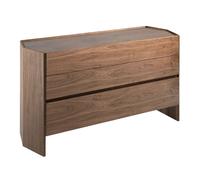 Commode en noyer avec plateau en verre trempé