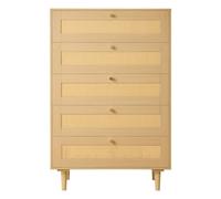Commode en rotin SucceBuy à 3/5/6 tiroirs, commode en rotin naturel avec poignées métalliques et pieds en bois pour chambre à coucher, salon 31.5inch
