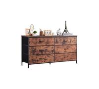 Commode En Tissu à 6 Tiroirs 130x39x69cm Avec Cadre En Acier Robuste Marron