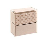 Atmosphera - Commode Enfant tissa 2 tirroirs Beige imprimé Ourson 60x30x60 cm