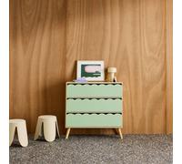 Commode Enfant Décor Bois 3 Tiroirs, Pieds Bois De Pin - 80 X 30 X 79 Cm - Azur Vert TU