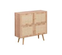 Commode enfant décor bois et cannage 4 portes BOHÈME