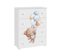 Commode enfant emily sweet bear - blanc, thème petit ours