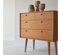 Commode Enfant En Bois D'acajou Massif 4 Tiroirs Magda 50's Naturel TU