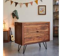 Commode Enfant En Bois De Sheesham 3 Tiroirs Bonnie Marron TU