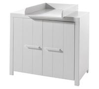 Commode Erik à 2 portes avec étagère à couches - blanche
