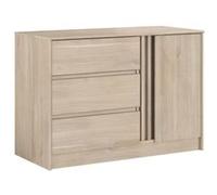 Commode ESCALE 3 tiroirs 1 porte Décor chene L 109 8 H 76 8 P 50 cm G