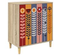 Commode Esson Imprime Tournesol 66 x 36,5 x 75 cm Bois d'Ingenierie | Pieds surélevés, fixation murale incluse, rangement quotidien, motif décoratif, structure renforcée