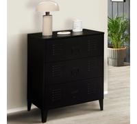 Commode Ester 60 Cm 3 Tiroirs Métal Noir Design Industriel