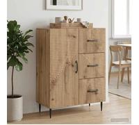 Commode Et Enfilade - vidaXL - Cabinet rangement - bois d'ingénierie - chêne artisanal - 1 porte - 3 tiroirs - avec poignées - 66 x