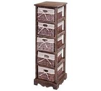 Commode / étagère 5 paniers, 25x28x90cm, shabby, vintage, marron Marron G