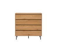 Commode finition bois clair chêne 4 tiroirs L100 cm ARAGON
