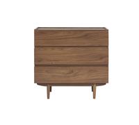 Commode finition bois foncé noyer 3 tiroirs L80 cm SANAA