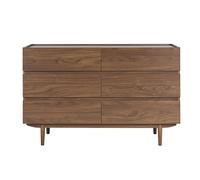 Commode finition bois foncé noyer 6 tiroirs L120 cm SANAA
