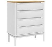 Commode FLORO - Solide&Luxe - commode rangement - Bois de pin massif - Blanc - 76 5 x 39 x 90 5 cm（56238）
