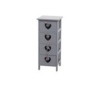 Commode Forli, armoire à tiroirs, 4 tiroirs avec curs 70x29x25cm, look shabby, vintage gris-bleu