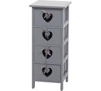 Commode Forli 4 tiroirs avec cœurs 70x29x25cm vintage gris-bleu Gris G