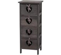 Commode Forli, armoire 4 tiroirs avec cœurs 70x29x25cm vintage gris-brun Gris G
