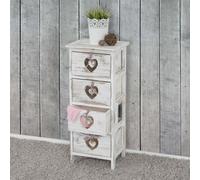 Commode Forli, armoire à tiroirs, 4 tiroirs avec curs 70x29x25cm, look shabby, vintage blanc