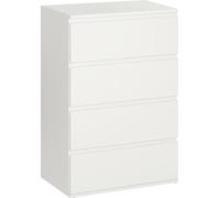 Commode Fortuna Lai Buffet à tiroirs Buffet à 4 tiroirs, armoire de bureau anti-basculement, couleur blanche, 55 x 33 x 80 cm, idéal pour les salons et les bureaux