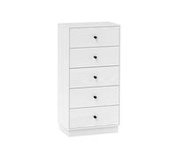 Commode 5 tiroirs - HOMCOM - meuble de rangement haut et étroit - style moderne -pour chambre à coucher, salon - 47x29x95cm, crème