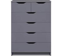 Commode Haute 6 Tiroirs Coloris Anthracite - JENNY - ALTOBUY Gris G