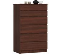 Commode haute 6 tiroirs - Dimensions 60x40x130 cm - Commode de chambre - Wengé - Meuble de rangement