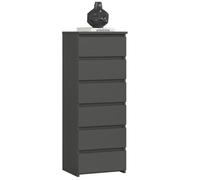 Commode haute à 6 tiroirs - Dimensions 40x35x109 - Commode de chambre - Meuble d'appoint - Gris Graphite