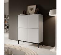 Commode haute - BEMMI - 100 cm - blanc avec pieds noirs