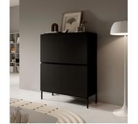 Selsey Commode Armoire 4 Tiroirs 100 x 122 cm sur Pieds Noirs Meuble De Rangement pour Chambre À Coucher Noir Bemmi