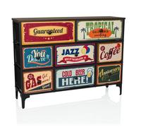 hjh Living Commode AMERIKO B 8 tiroirs intissé 102,5x30x77,5 cm à motifs look vintage