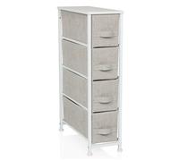 hjh LIVING Commode avec 4 tiroirs en Tissu FOLDRESS S 20x48x76 cm Commode à tiroirs Organisateur, Patins réglables en Hauteur, Structure métallique, Gris