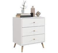 Commode - HOMCOM - 3 tiroirs design scandinave meuble rangement chambre pieds pin - bois - blanc