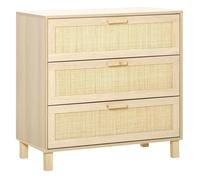 Commode - HOMCOM - 4 tiroirs cannage en rotin meuble de rangement mobilier chambre - MDF - 80x40x80cm - bois clair
