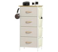 Commode - HOMCOM - 4 tiroirs en tissu - 4 poches, 2 crochets - structure en acier - 45 x 30 x 94,5 cm - beige