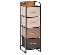 HomCom Commode 5 tiroirs tissu pliant – Structure acier noir – 45 x 30 x 116 cm Beige/Marron