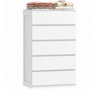 Commode - HOMCOM - 5 tiroirs meuble de rangement épuré style moderne chambre salon mobilier - bois - 60x39x100cm - blanc
