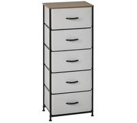 Commode - HOMCOM - 5 tiroirs meuble de rangement tiroir en tissu pliant structure acier - acier - 45x30x116cm - gris