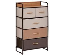 HOMCOM Commode Meuble de Rangement 5 tiroirs Pliables en Tissu 58 x 29 x 99 cm Multicolore