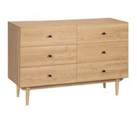 HOMCOM Commode 6 tiroirs meuble de rangement pieds en bois massif 120 x 40 x 80 cm couleur bois Aosom France