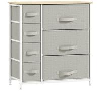 Commode - HOMCOM - 7 tiroirs en tissu - moderne - cadre en acier - 63,5 x 30 x 71 cm - gris
