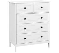 Commode - HOMCOM - blanche 5 tiroirs meuble chambre bureau entrée style contemporain - bois - 74x40x91cm - blanc