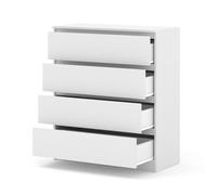 Commode - HOMLANDO - MAJA - 90 cm - 4 tiroirs - Blanc mat