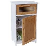 Commode HWC-A85, meuble de salle de bains, bambou, 71x40x31cm blanc
